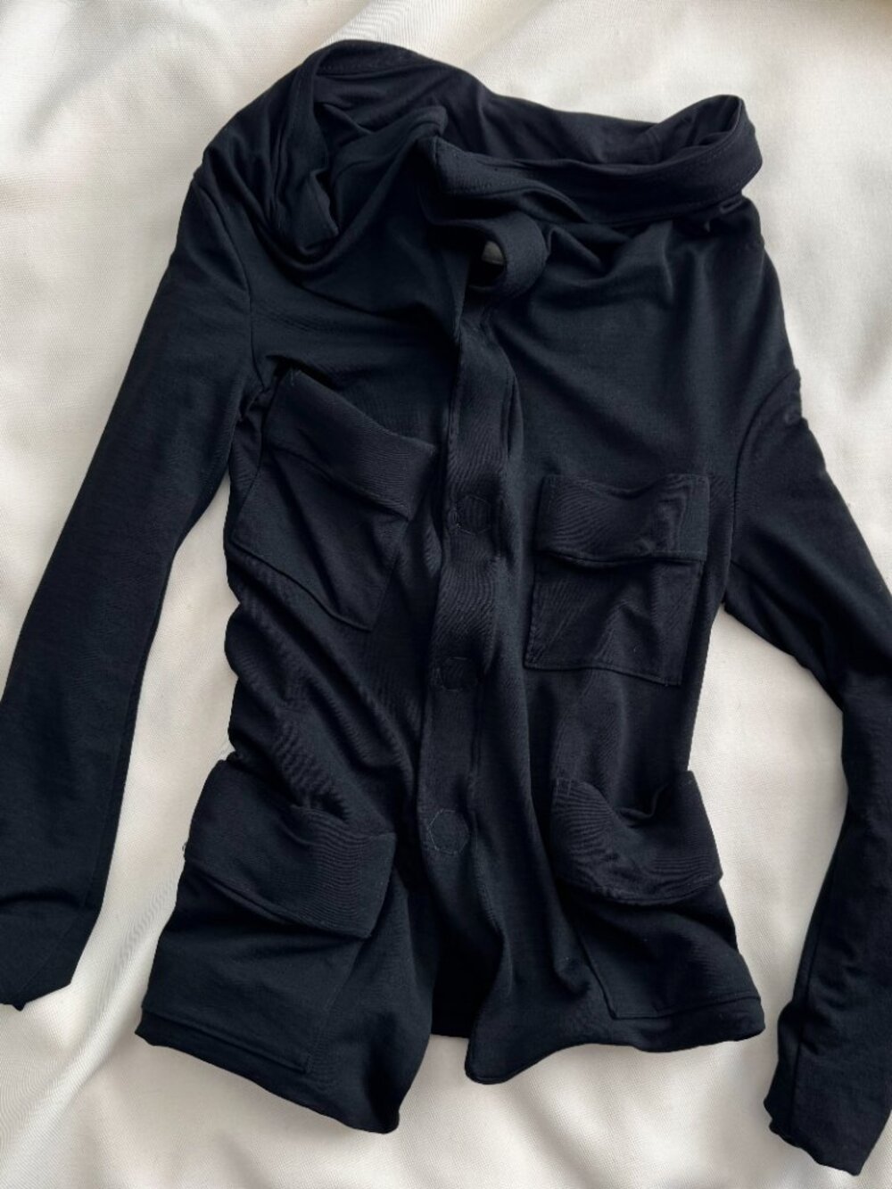 Junya Watanabe Asymmetrical Gathered Front Cardigan/Jacket in Black, size Small - Picture 12 of 13